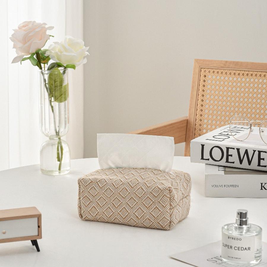 Cotton Linen Woven Paper Towel Box, Minimalist Ins Style, Creative Home Living Room Table Paper Towel Storage Box