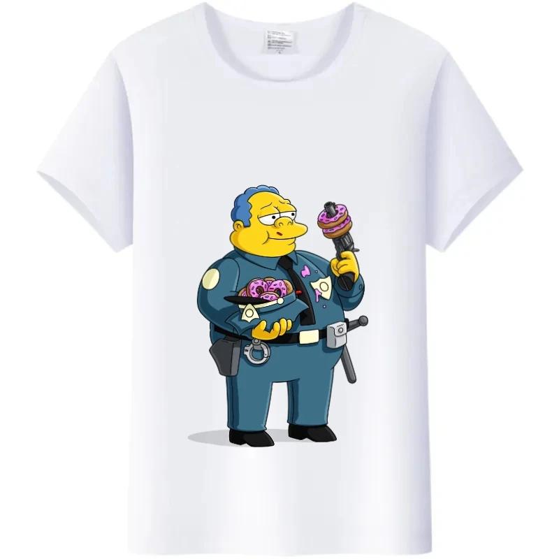 Casual Disney Cartoon Simpson Harajuku T-shirt Summer Blouses Ladies Men White Tees Tops Short Sleeve Blouses Women 90S Tshirt