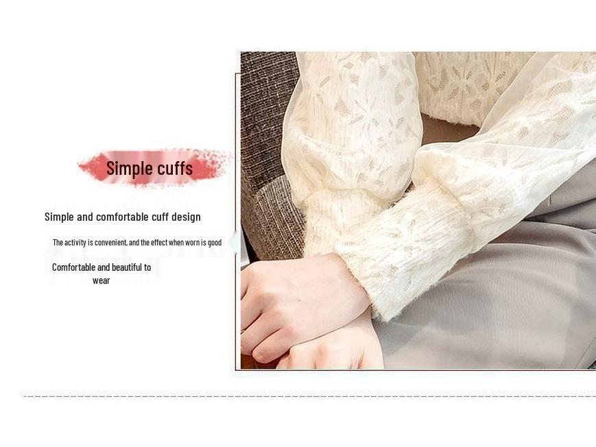 Women's Autumn/Winter Slim Fit Lace Stand Collar Shirt with Velvet Tummy Covering Top