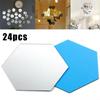 24pcs 3D Hexagon Mirror Wall Sticker Art Tile Decal Home Living Room Decor