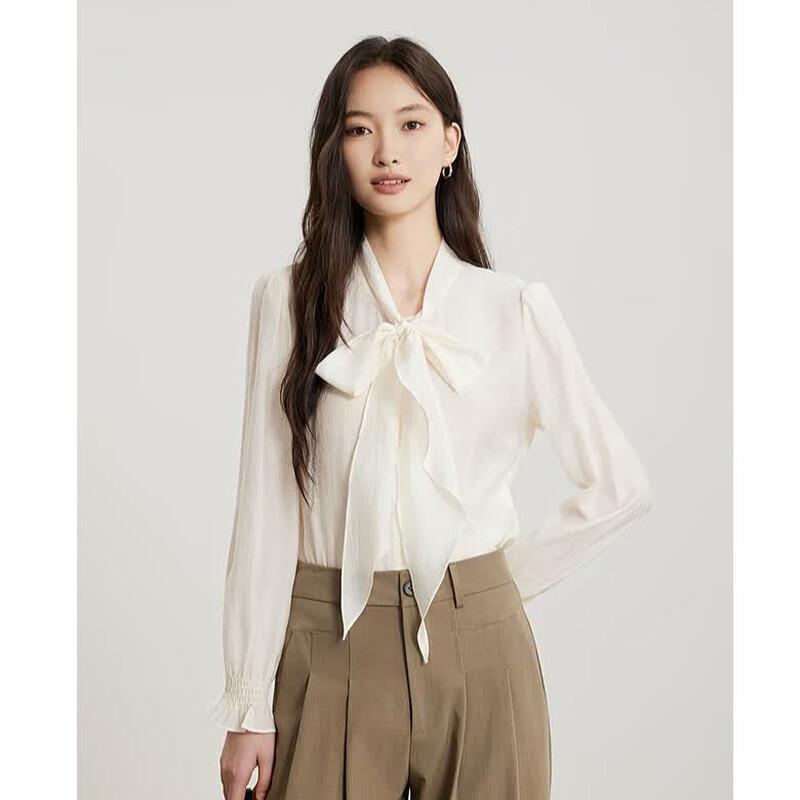 Women s Elegant Tie-Waist Long Sleeve Blouse L