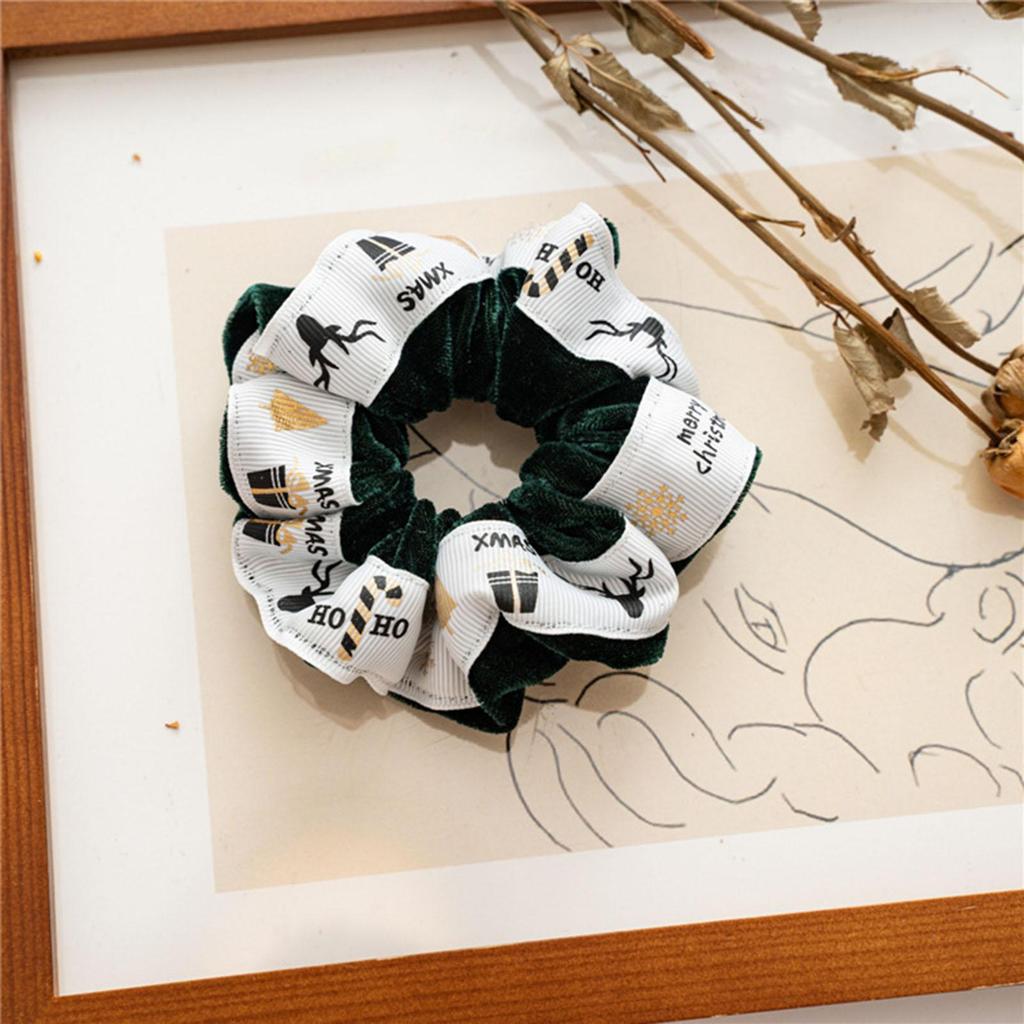 Scrunchies For Women 4-Pieces Christmas Theme Comfortable Hair Ties Ropes Scrunchies For Traveling Holiday Home Spa Bathroom