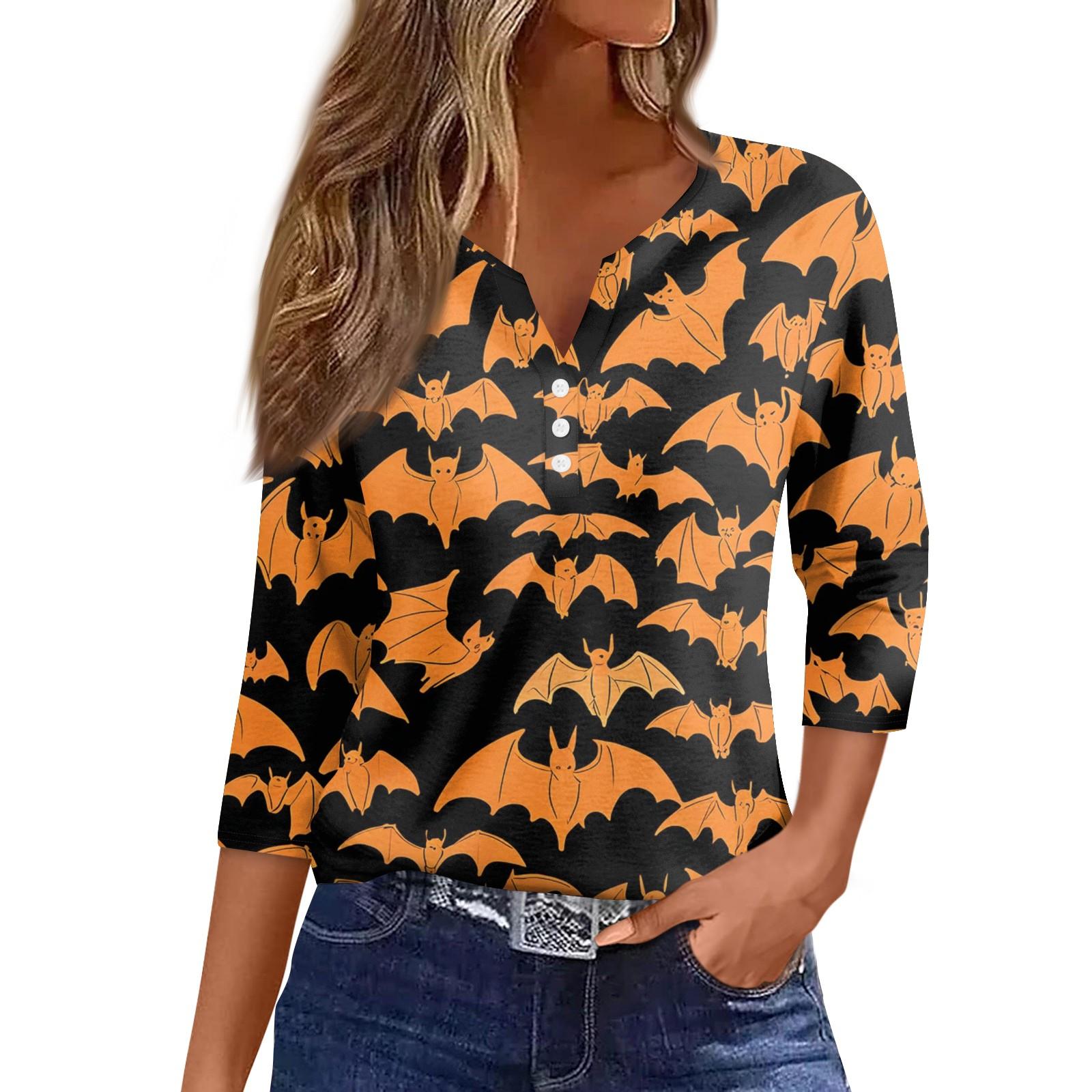 

Women s Casual Fashion Sexy Comfortable V-Neck Halloween Seven Sleeve Top XL