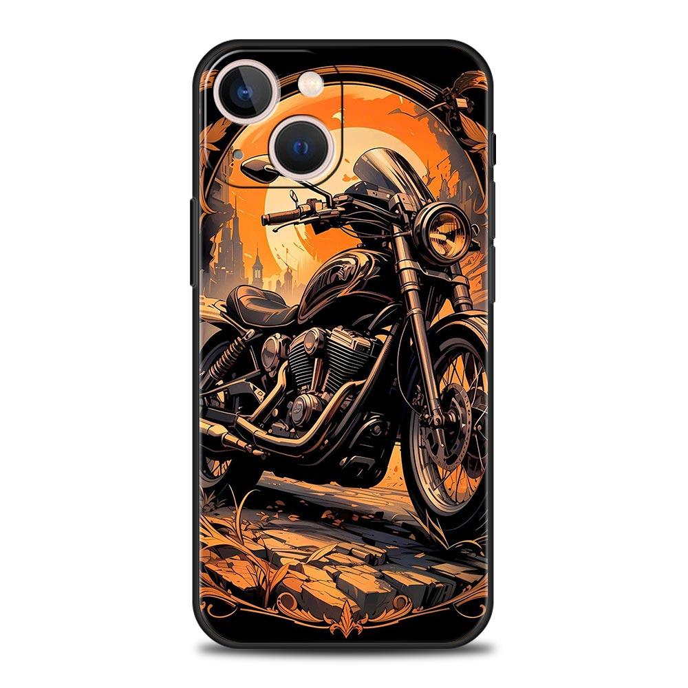 Colors Vintage Motorcycle Painted Phone Case Cover for iPhone 17 16 15 14 13 12 Pro Max 11 Pro Max 17 AIR Plus Soft TPU Shell
