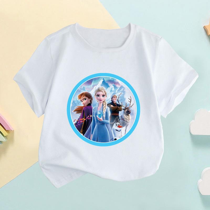 Frozen Elsa Anna Princess Number Bow Print Kids Tshirt Girls Clothes 1 2 3 4 5 6 7 8 9 Years Birthday Baby Boys T-Shirts,HKP2453