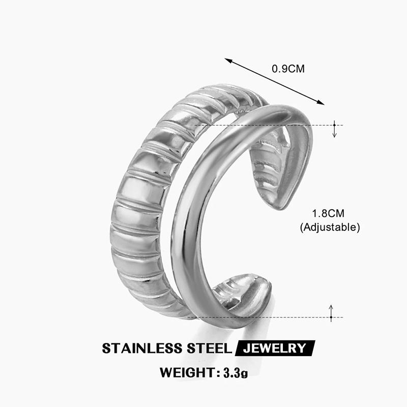

Stainless Steel Gold Silver Color Geometric Line Open Rings for Women Vintage Metal Personality Finger Rings Jewelry Party Gifts