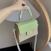 New pleated straw bag pastoral shoulder bag trendy fashion small square bag messenger bag