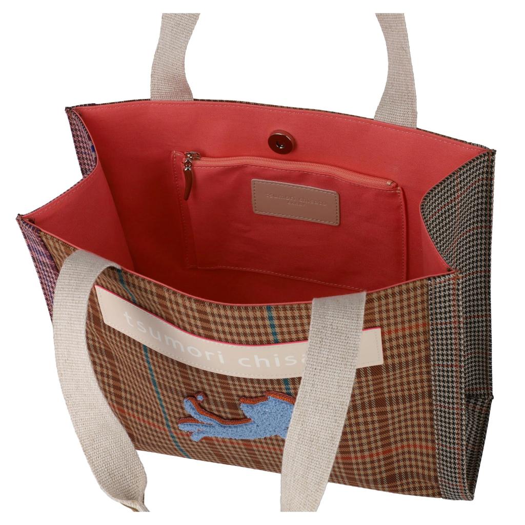 Tsumori Chisato Frame Check Kiraneko Tote Bag in Pink