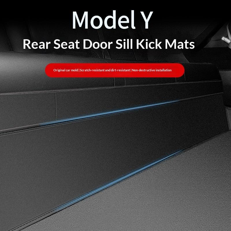 Car Door Sill Protector Set For Model Y Microfiber Leather Anti Scratch Kick Pad Threshold Protection Guard Strip Interior