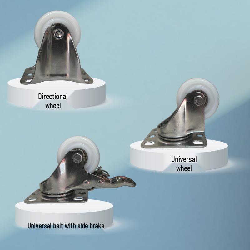 1,5/2palcová 304 Nerezová Ocel Nylonová Nábytková Kolečka s Brzdou, Tichá Otočná Bílá Kolečka