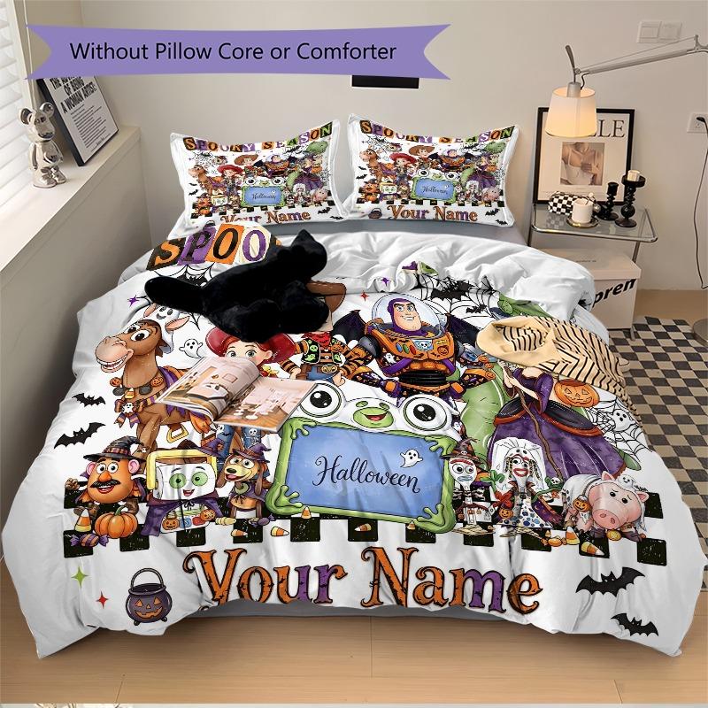 Custom 3pcs Spooky Halloween Season Bedding Sets For All Sizes New 84D Printed Bed Cover Comforter Duvet Cover Pillowcase Bedroom Decoration