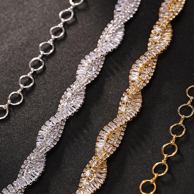 Trendy Cross Neck Chain Design Sense Rhinestone Necklace Banquet Shiny Accessories Female Necklace
