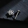 Right Grand ASTM F136 Titanium 5 CZ Flower Lip Labret Monroe Stud 16G Floral Cartilage Helix Earring Flat Back Piercing Jewelry