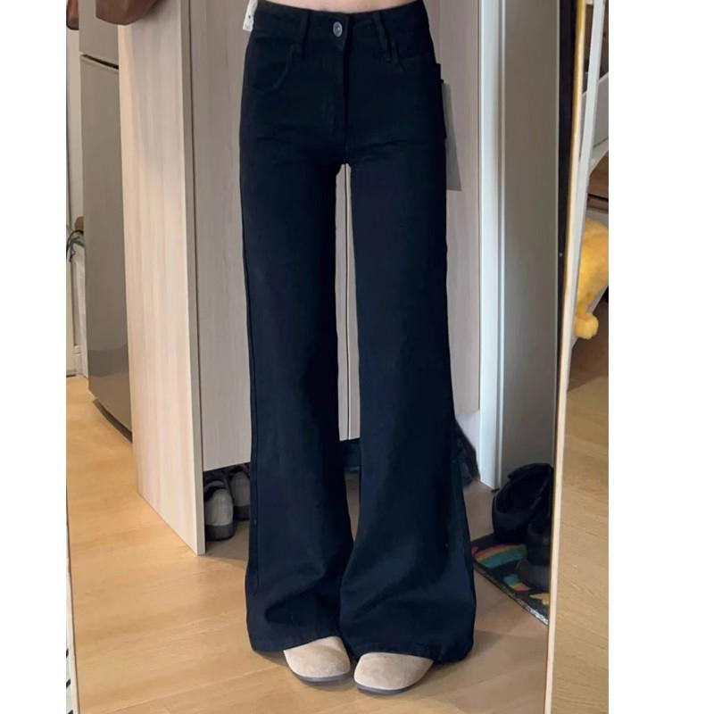 Plus Size Women's Fleece-Lined High Waist Flare Jeans - Winter Slimming Wide Leg Pants