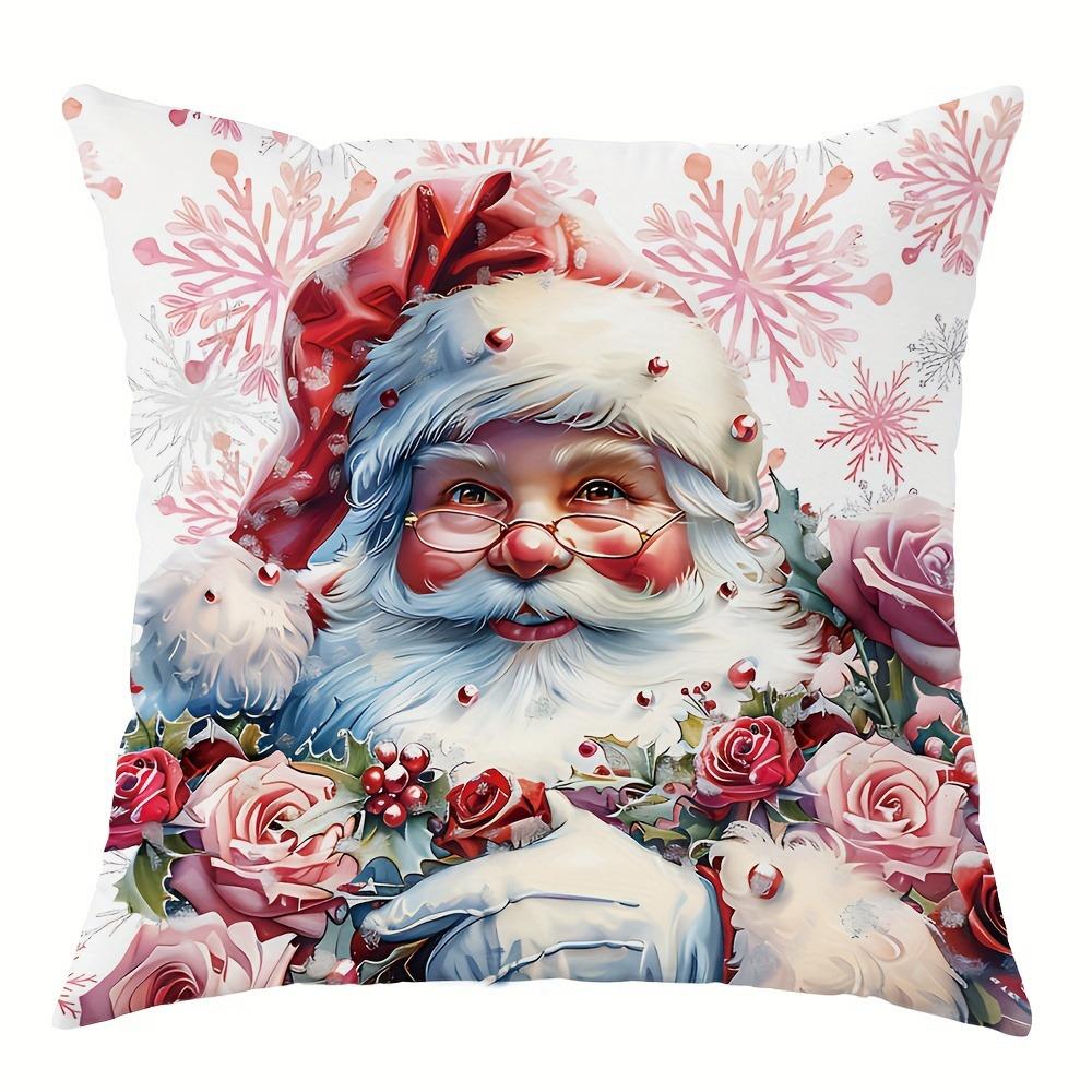 Рождественское украшение наволочка роза Санта Клаус Снеговик Рождественская елка узор подходит для дома комната диван подушка чехол 40x40cm