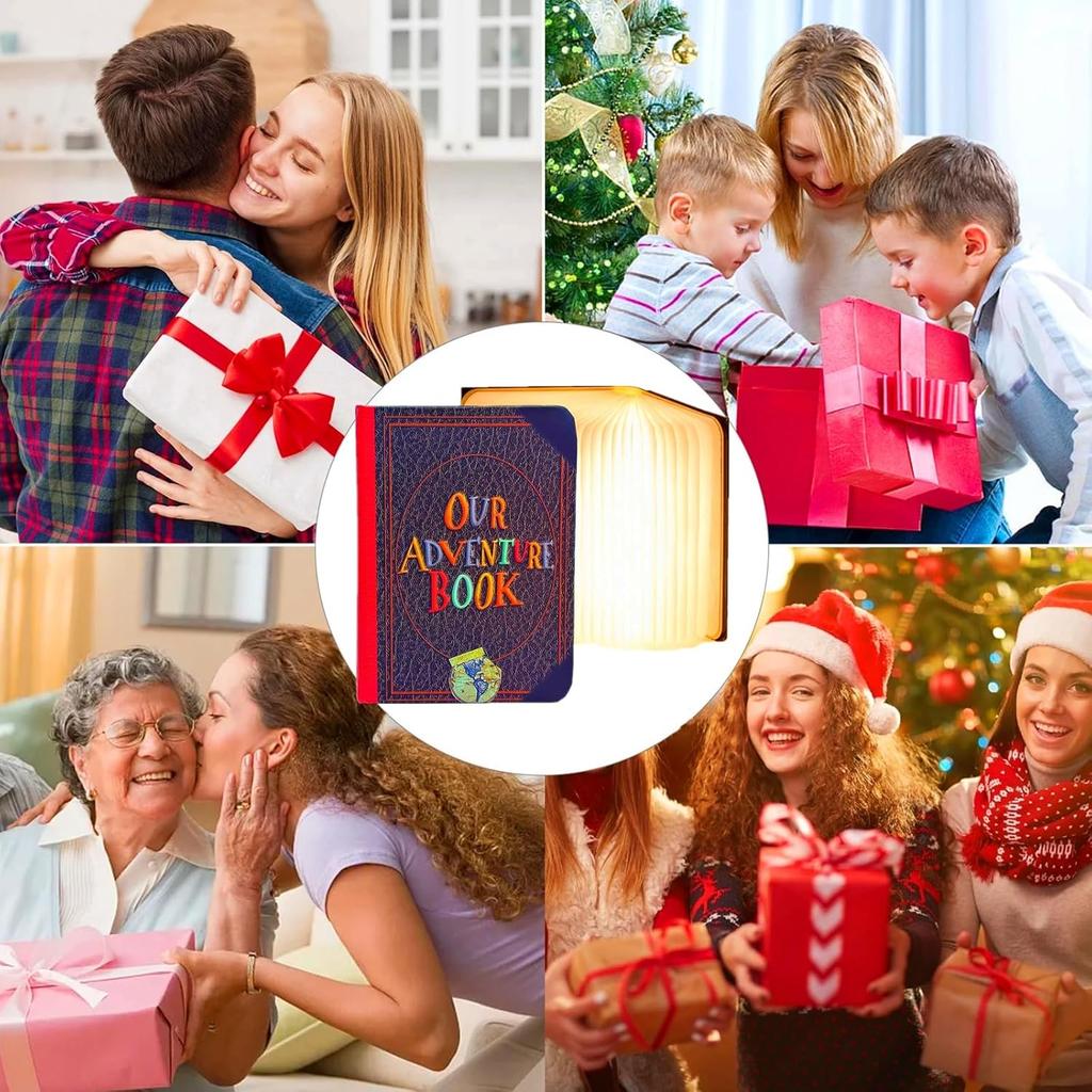 Book light Adventure Book Night Light - 3D Folding Lamp,Ideal Gift for Book Lovers,Three Different Lighting Options:White/Yellow/Breathing Gradient