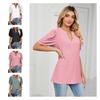 Women's V-neck Tops Short Sleeve T-shirts With Cut Out Lace Detail