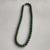 Natural Hetian Jade Jasper Necklace with Round Beads in Cabbage Green - 10mm