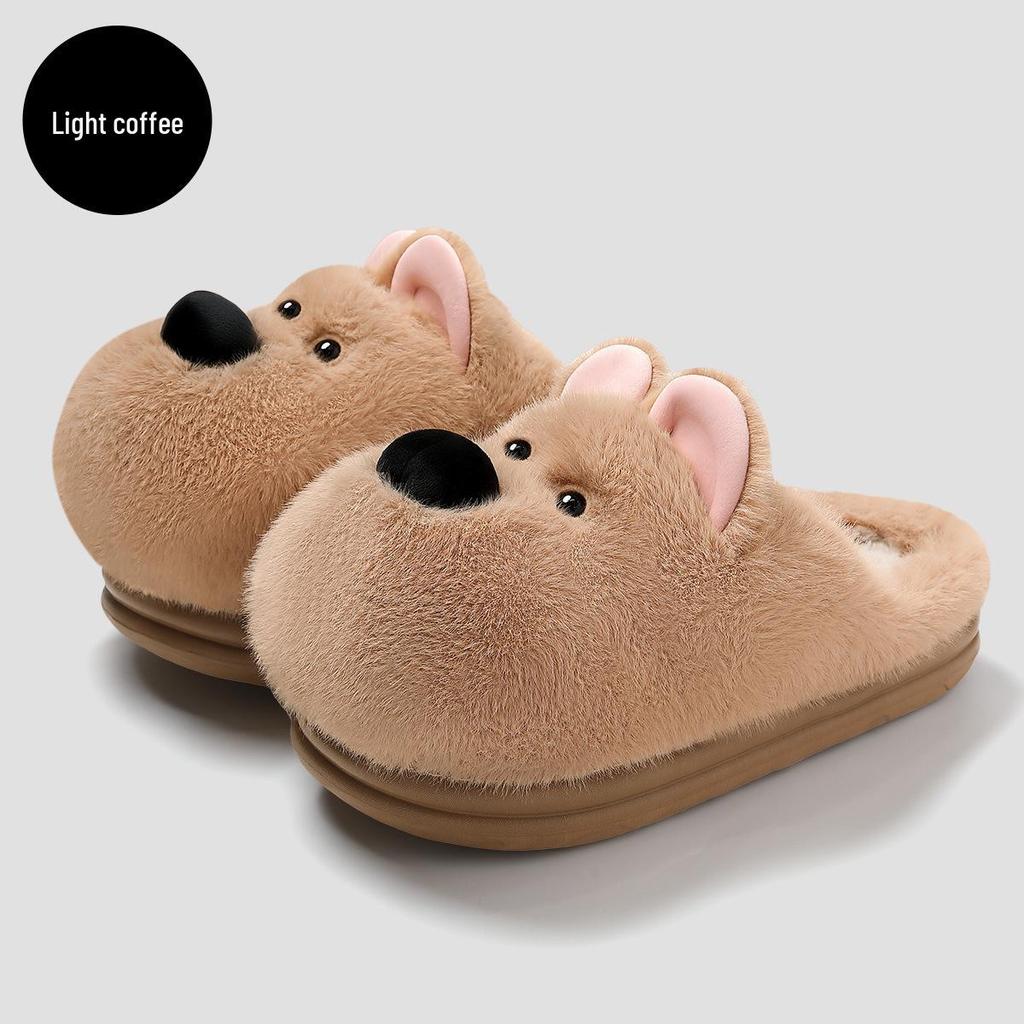 Warm Winter Cartoon Cotton Slippers for Men and Women - Heel Cover, Anti-slip, Suitable for Outdoor Wear