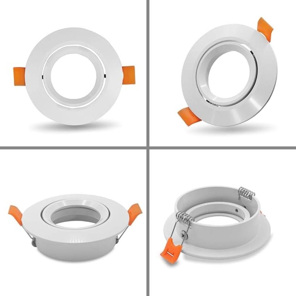 50/100PCS 75MM Cut Out Size Round Recessed Rotate Plastic MR16 GU5.3 GU10 Adjustable Spotlight Fixture Downlight Frame White