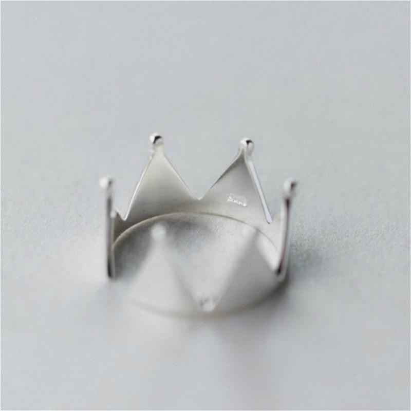 New Fashion Sweet Simple Crown 925 Sterling Silver Personality Temperament Geometric Exquisite Opening Rings R332