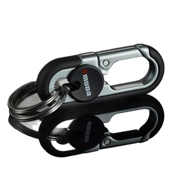 Stainless Steel Car Keychain with Double Rings - Unisex Waist-Hanging Keyring Pendant for Couples