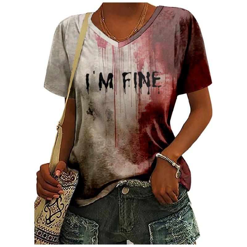I'm OK It's Not My Blood Sarcastic Halloween T-Shirt Streetwear Women 3D T-shirts
