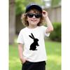 European Size Boys Round-neck Short-sleeved T-shirt with Black Rabbit Pattern Print