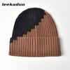 Autumn and Winter Wool Hat Women's Color Matching Flanged Knitted Hat Warm Cold Hat Men's Tide Outdoor Sports Couple Ear Hat