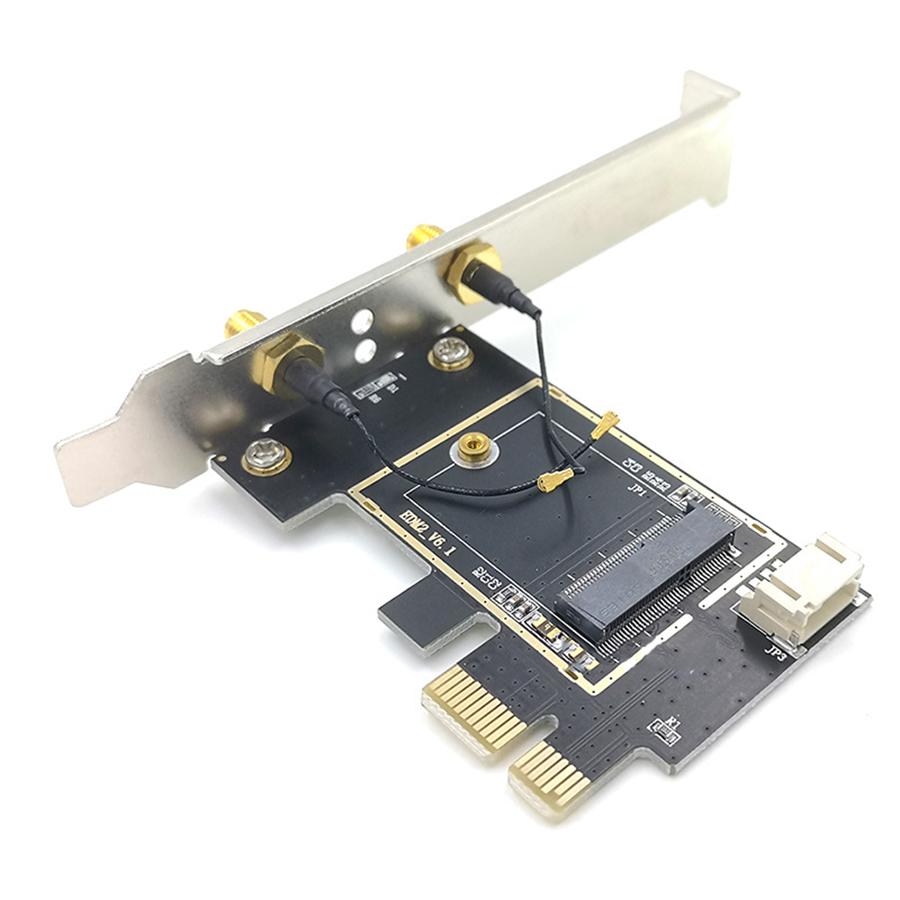 M.2/NGFF to PCI-E Card Board WiFi Bluetooth PC Adapter For Intel AX200 w/Antenna