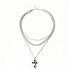 Gothic Cross Pendant Necklace with Unique Design, Y2K Subculture Style Clavicle Chain