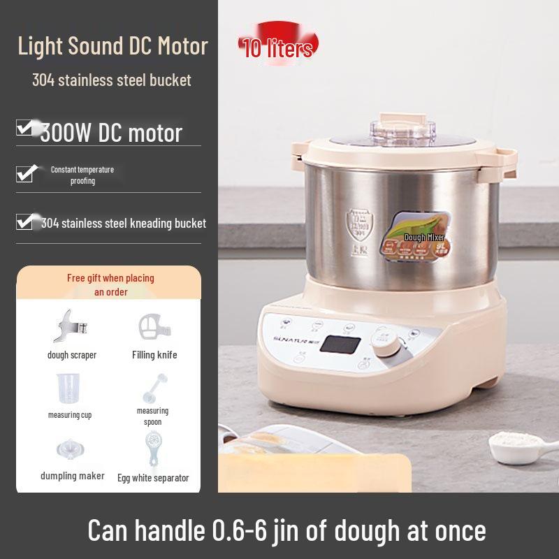 Shunran 808-10L Automatic Dough Mixer: Compact Home & Commercial Kneading, Fermentation, Timer-Equipped New Model DC Chef Machine LY-808-10 Standard Model