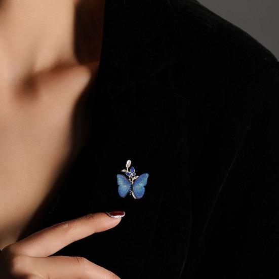 Yousheng Women Brooch Sparkling Rhinestones Inlaid Imitation Pearl Decor Butterfly Decor Suit Lapel Pin Sweaters Collars Hats Bags