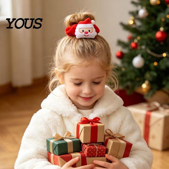 Exquisite Gift Sets for Kids Flannel Christmas Hair Tie Girls, Soft Scrunches with Reindeer/Christmas Tree/Gift/ Santa Cute Stocking Stuffers
