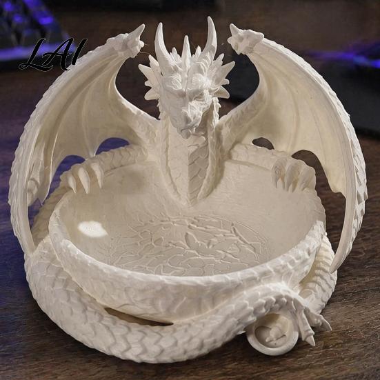 Gothic Home Decor 3D Printed Dragon Jewelry Tray Fantasy Catchall Key Desktop Storage Artifact Holder Medieval Gift for Fans Unique Bowl