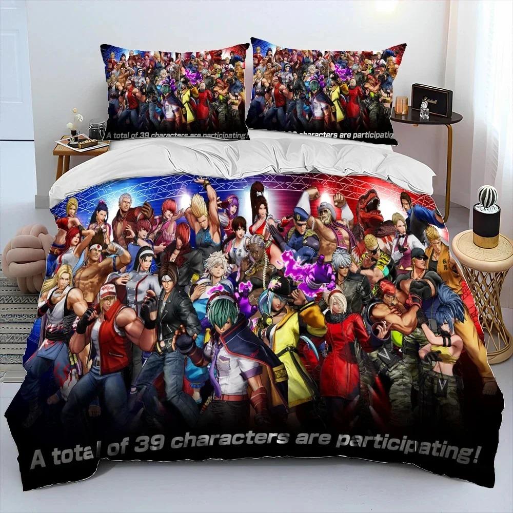 3D Print King of Fighters Retro Game Bedding Set Duvet Cover Bed Set Quilt Cover Pillowcase Comforter King Queen Size Boys Adult