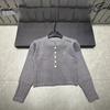 Miu Style 2026 Spring Embroidered Knit Cardigan: Age-Reducing, Versatile Long Sleeve with Hollow Hem