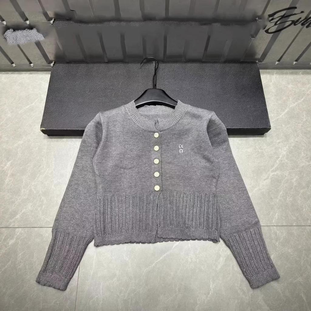 Miu Style 2026 Spring Embroidered Knit Cardigan: Age-Reducing, Versatile Long Sleeve with Hollow Hem