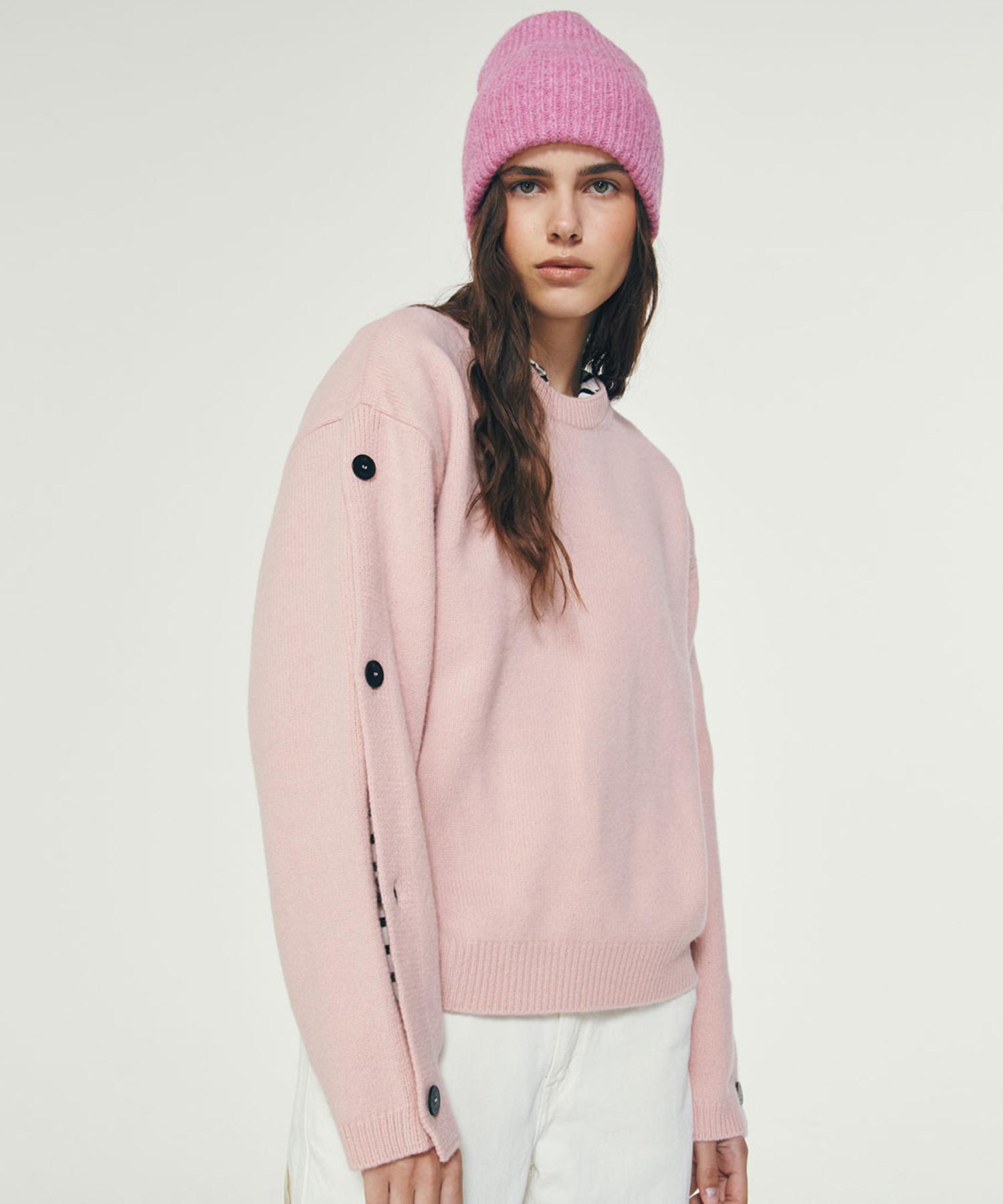 Guav Slit Button Sleeve Knit_Strawberry Sherbet Strawberry Sherbet/One