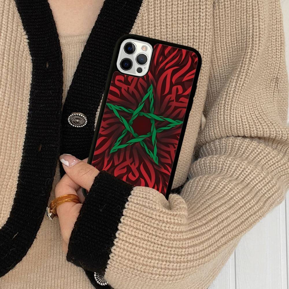 M-Morocco Flag Phone Case Wireless Charging PC+TPU For IPhone 11 12 13 14 15 16 17 Pro Max Plus Case