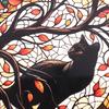 Moonlight Black Cat Pattern Dyed Window Hanging Decoration/Light Catching Cat Shadow Window Decoration/Sun Cat Small Curtain Exc