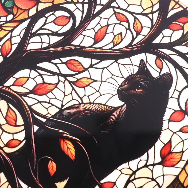 Moonlight Black Cat Pattern Dyed Window Hanging Decoration/Light Catching Cat Shadow Window Decoration/Sun Cat Small Curtain Exc