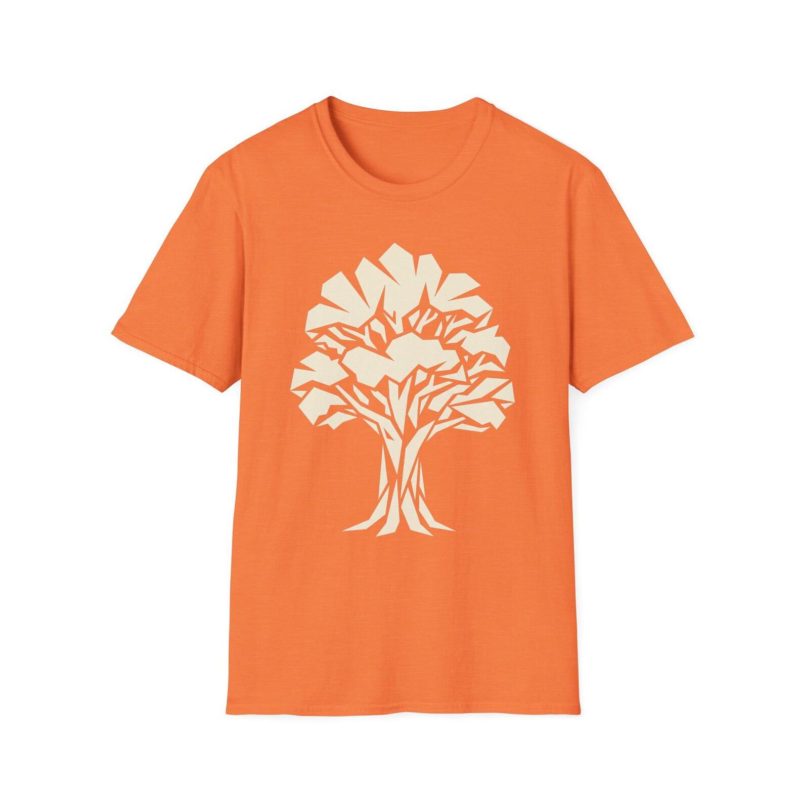 Geometric Oak Tree T-Shirt | Modern Faceted Nature Silhouette Tee S
