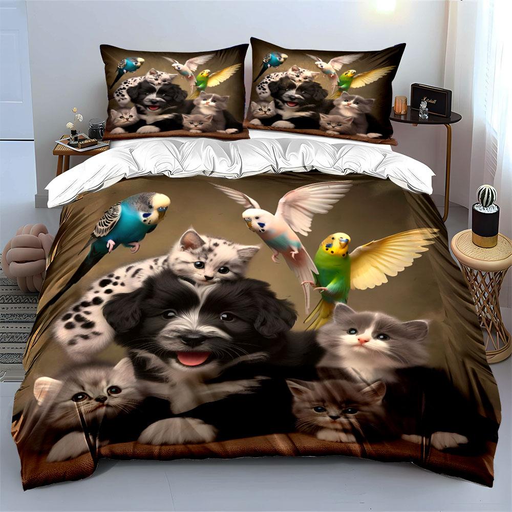 Cute Pets Decoration Set Soft Comfortable Duvet Cover Bedding Set Included 1*Duvet Cover & 2*Pillowcases, Gift