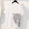 2024 Pure Cotton Women's Rhinestone Top - Mid-Length European Edition