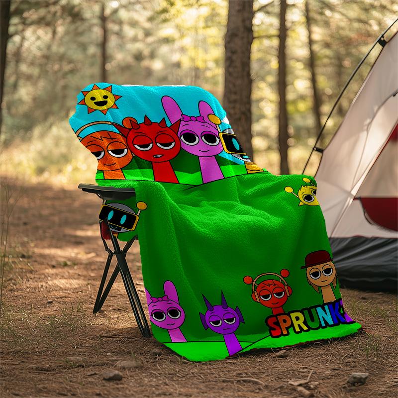 1pc SPRUNKI8 Theme Blanket - Digital Print, Polyester, Cozy for All Seasons, Perfect for Outdoor, Camping, and Travel