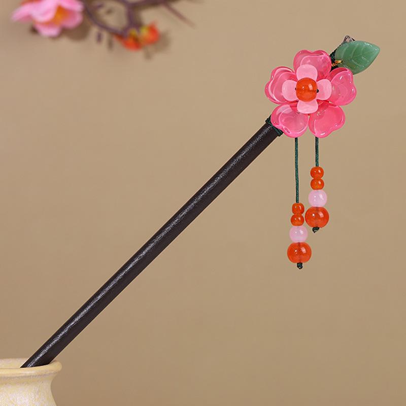 Vintage Tassel Wooden Hairpin for Women - Imitation Ebony Hanfu Accessory, Ancient Style Costume Hairpin
