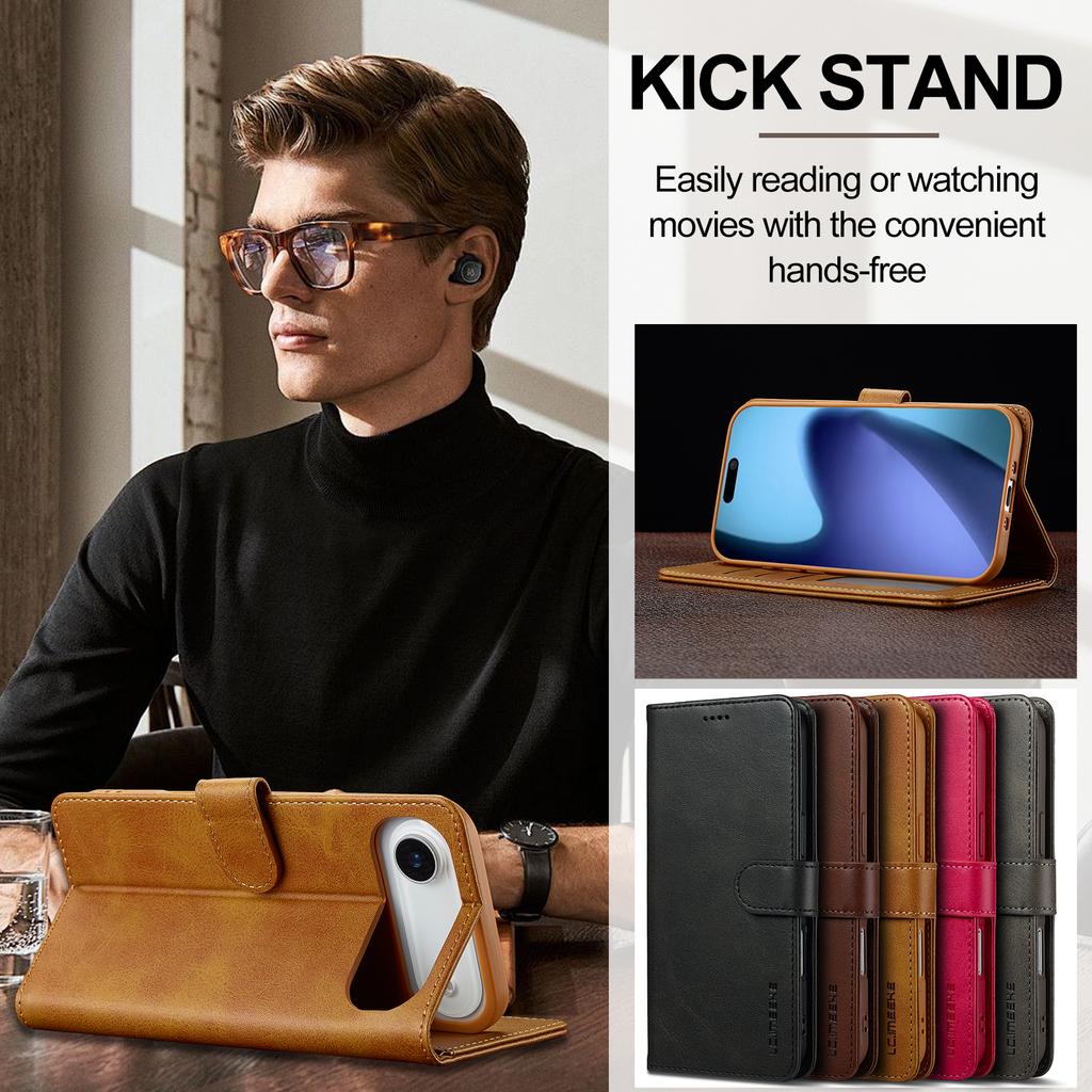LC.IMEEKE For iPhone Air Case Calf Texture PU Leather Stand Wallet Phone Cover