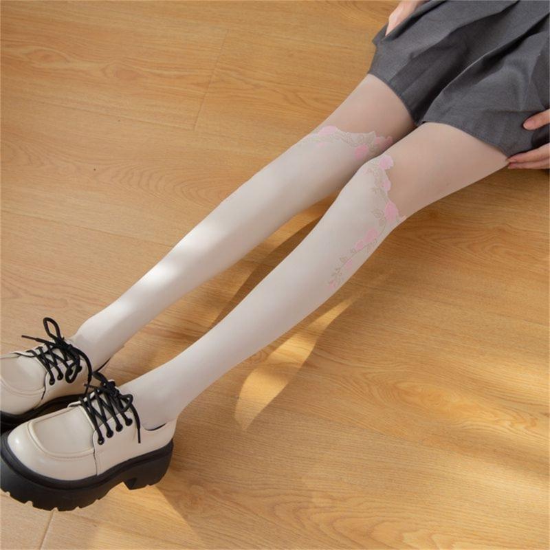 Sheer Tights for Women Flower Patchwork Pantyhose Control Top Thigh Highs Stockings Silk Thin Stockings Tights Hosiery