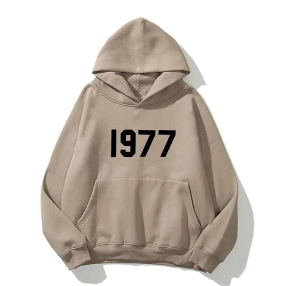 Digital 1977 Bedruckter Damen Fleece Hoodie Warmes Herren Sweatshirt Mode Streetwear Lässiger Lockerer Pullover